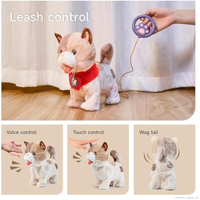 rayihni لعبة قطة تفاعلية إلكترونية من توماما للأطفال، لعبة قطة واقعية تمشي، تُمِيْن، تخرج لسانها وتُهز ذيلها، لعبة حيوان أليف للقطط مع حزام، هدية عيد ميلاد للأطفال من 3 إلى 7 سنوات - Image 2